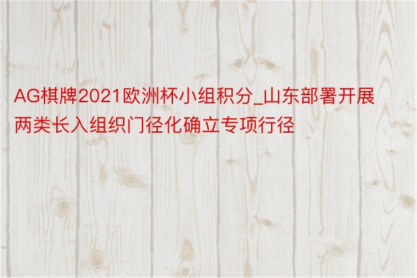 AG棋牌2021欧洲杯小组积分_山东部署开展两类长入组织门径化确立专项行径