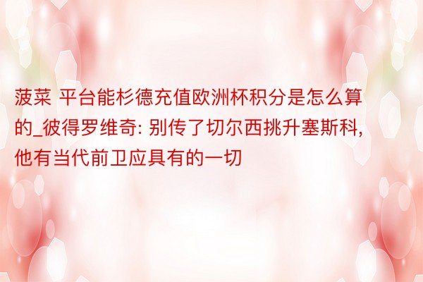 菠菜 平台能杉德充值欧洲杯积分是怎么算的_彼得罗维奇: 别传了切尔西挑升塞斯科, 他有当代前卫应具有的一切